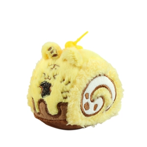 Llavero de peluche de tigre amarillo con forma de pastel y gancho de plástico