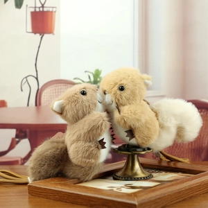 Lot de porte-clés écureuils en peluche douce marron et crème pour décoration de sac