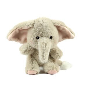 Cute grey elephant plush keychain toy with soft fur and large ears for bag decoration
