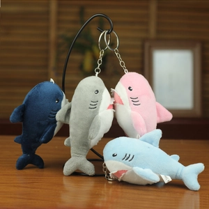 Cartoon Shark Plush Toy Keychain Soft Stuffed Animal Doll Mini Bag Pendant Hanging Ornament For Kids Teens Women Birthday Gift