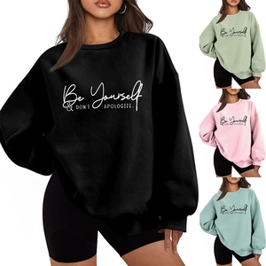 Multiple color options for oversized slogan sweatshirts with fleece lining