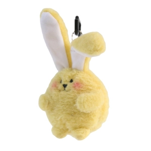 Cute yellow plush bunny keychain with long ears and soft fur for wedding or party favors