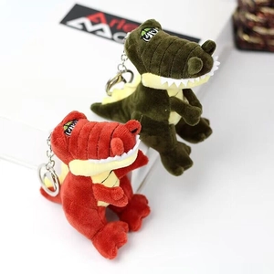 Portachiavi coccodrillo in peluche verde e rosso con anello in metallo per zaini