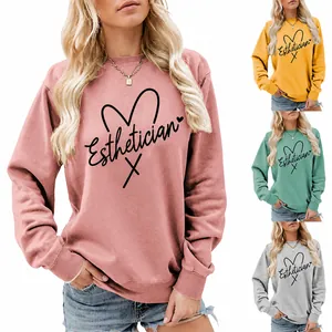 Sudadera Esthetician Para Mujer Cuello Redondo Mezcla Algodón Manga Larga Gráfico Corazón Pullover Casual Moda Top