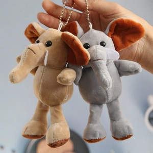 Mignon Éléphant en Peluche Porte-Clés Dessin Animé Doux Animal Rembourré Pendentif de Sac pour Enfants Filles Femmes Accessoire de Sac