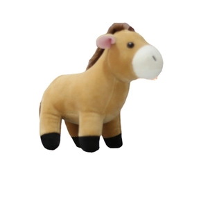 Cute brown plush pony keychain with black mane and soft fur for backpack and car keys