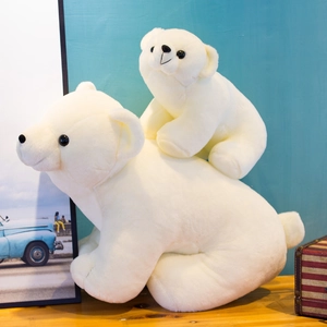 Realistic polar bear plush toy set with soft white fur and cute black bead eyes