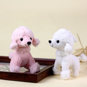 Schattige Poedel Pluche Sleutelhanger Hanger Mini Hond Knuffeldier Speelgoed Voor Rugzak Schooltas Accessoire Cadeau Voor Kinderen Wit Roze