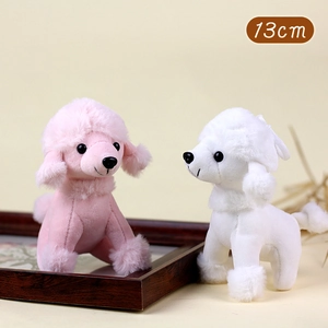 Schattige 13cm poedel pluche sleutelhanger in roze en wit voor rugzak decoratie