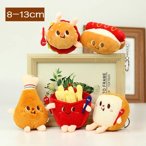 Plüsch-Burger- und Pommes-Schlüsselanhänger für Rucksäcke, 8-13 cm weiche Anhänger
