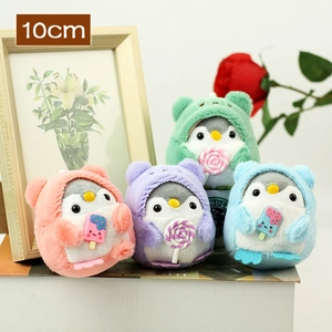 Cute 10cm penguin plush keychains in pink, purple, blue, and green for gift decoration