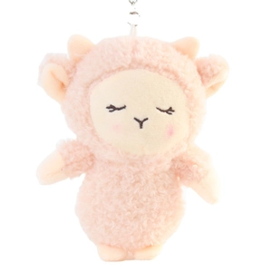 Simpatico ciondolo a forma di pecora rosa in peluche con catenella in metallo per borsa