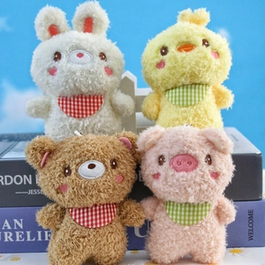 Cute Plush Animal Keychain Pendant Short Plush PP Cotton Stuffed Soft Toy For Bag Key Decoration Bear Rabbit Chick Pig Accessory