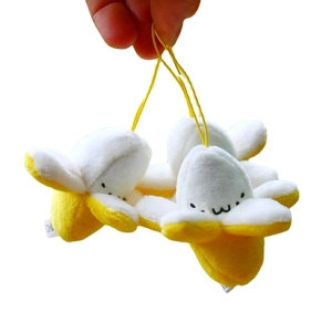 Mini porte-clés banane en peluche avec expressions mignonnes et cordelette de suspension