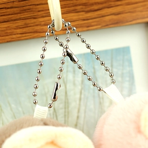 Détails de pendentifs en peluche avec chaînettes à billes argentées pour sacs