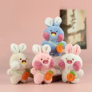 Simpatico Portachiavi Peluche a Forma di Coniglio Con Borsa a Carota Morbido Animaletto di Stoffa Pendente per Borse
