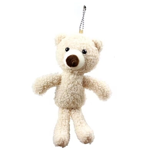 Cute teddy bear plush keychain in cream fleece for backpack decoration and charms