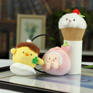 Kawaii Plush Strawberry Cream Cheese Keychain Cute Fruit Dessert Soft Doll Bag Pendant For Schoolbag Birthday Gift Women Kids