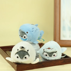 Cute Penguin Plush Keychain Ocean Animal Whale Seal Shark Stuffed Doll Mini Bag Pendant Key Ring For Kids Women Friend Gift