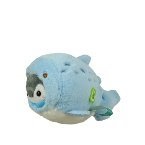 Cute penguin plush in blue whale costume keychain pendant for backpacks and couples