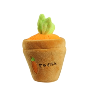 Cute radish rabbit plush keychain toy featuring a potted carrot design and radish embroidery