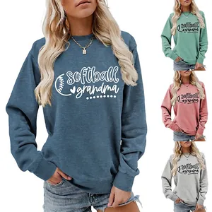 Softball Grandma Women Crewneck Sweatshirt Long Sleeve Cotton Blend Loose Casual Sports Pullover Top