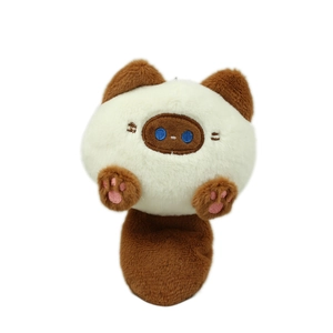 Cute Siamese cat plush keychain with blue embroidered eyes for backpacks and bags