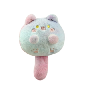 Schattige gradiënt macaron kat pluche hanger met geborduurde pootjes op wit