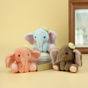 Simpatico Portachiavi a Forma di Elefante in Peluche Morbido Giocattolo di Animali per Zaino Rosa Blu Marrone Regalo Bambini