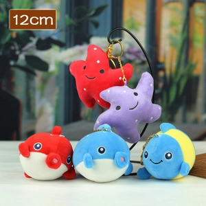 Lot de porte-clés peluches animaux marins de 12cm, baleine et étoile de mer cadeau