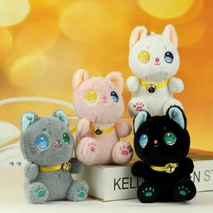 Simpatico Ciondolo Portachiavi in Peluche di Gatto Con Campanello Occhi di Eterocromia Morbido Animale di Peluche Fascino per Borsa Regalo Donna Bambini