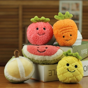 Cute Fruit Vegetable Plush Keychain Pendant Soft Stuffed Toy Bag Charm Accessories Pineapple Watermelon Carrot Avocado Apple Pumpkin For Kids Gift