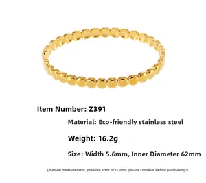 Detail view of 18K gold plated stainless steel bracelet with measurement specifications