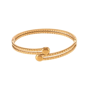 Bracciale a doppio strato placcato oro 18k con motivo a quadrati e punte a sfera