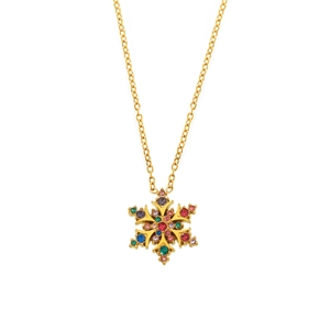 Elegante 18K vergulde ketting met een kleurrijke sprankelende sneeuwvlok hanger voor dames