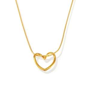 Minimalistische 18K vergoldete Edelstahl Halskette mit Herzanhänger und Schlangenkette