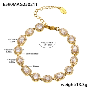 Tabella delle taglie dettagliata per bracciale in acciaio dorato con zirconi cubici