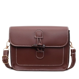 Deep brown oil wax leather tote bag with horn buckle and contrast stitching