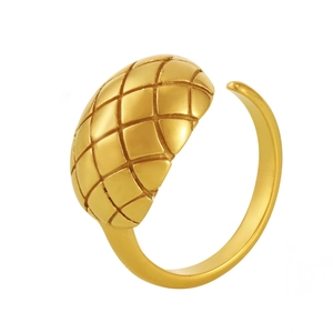 Bague ajustable plaqué or 18k avec un motif matelassé élégant en acier titane