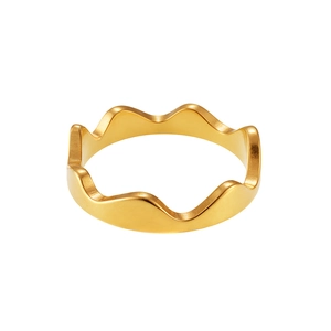Modern gold-plated titanium steel wavy ring with a minimalist matte finish design