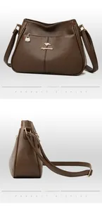 Close-up of dark brown lychee-patterned bucket bag with multi-zipper compartments