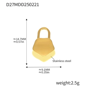 Detailed view of heart-shaped stainless steel lock pendant with precise dimensions and weight