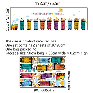 Cartoon animal train multiplication table wall sticker for kids educational room decor