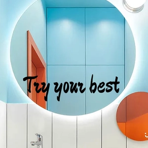 Try your best black wall sticker in a modern bathroom with light blue walls