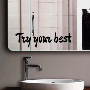 Try Your Best motivational quote wall sticker in artistic black font for mirrors