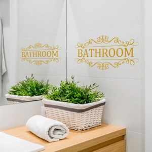 Sticker miroir de salle de bain doré moderne avec motifs élégants pour mur et porte
