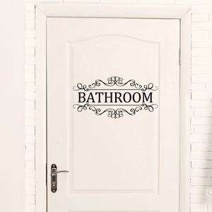 Sticker de Porte de Salle de Bain Imperméable en PVC Avec Motifs de Volutes Élégants pour Décoration Maison Toilettes