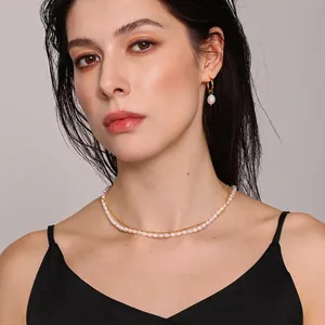 Double Layer Necklace Stainless Steel 18K Gold Plated Freshwater Pearl Clavicle Chain Elegant Fashion Jewelry For Women