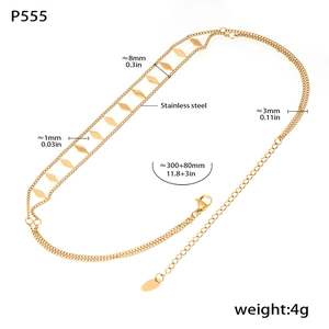 Detailed size parameters of double-layer stainless steel necklace with diamond sequins