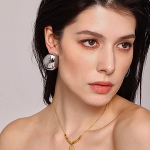 Edelstahl Oval Ohrstecker Für Damen Übertrieben Spiegelpoliert Mattiert Gebürstet Eiform Geometrische Ohrringe Modeschmuck